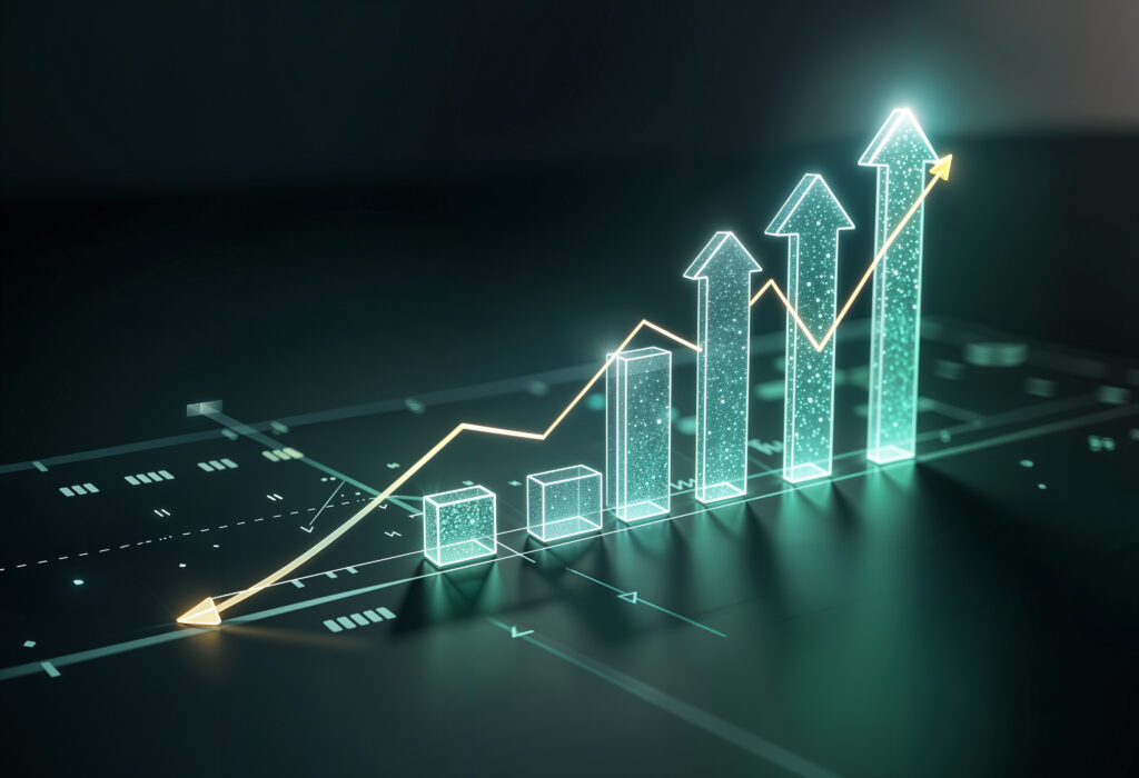 A black background showing the blue graphic lines is increasing ,Freelance digital marketer specialist in Performance marketing