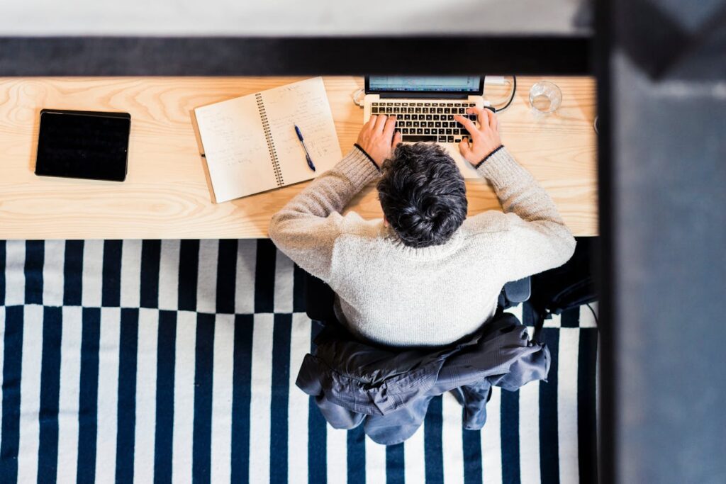 a man working in the laptop